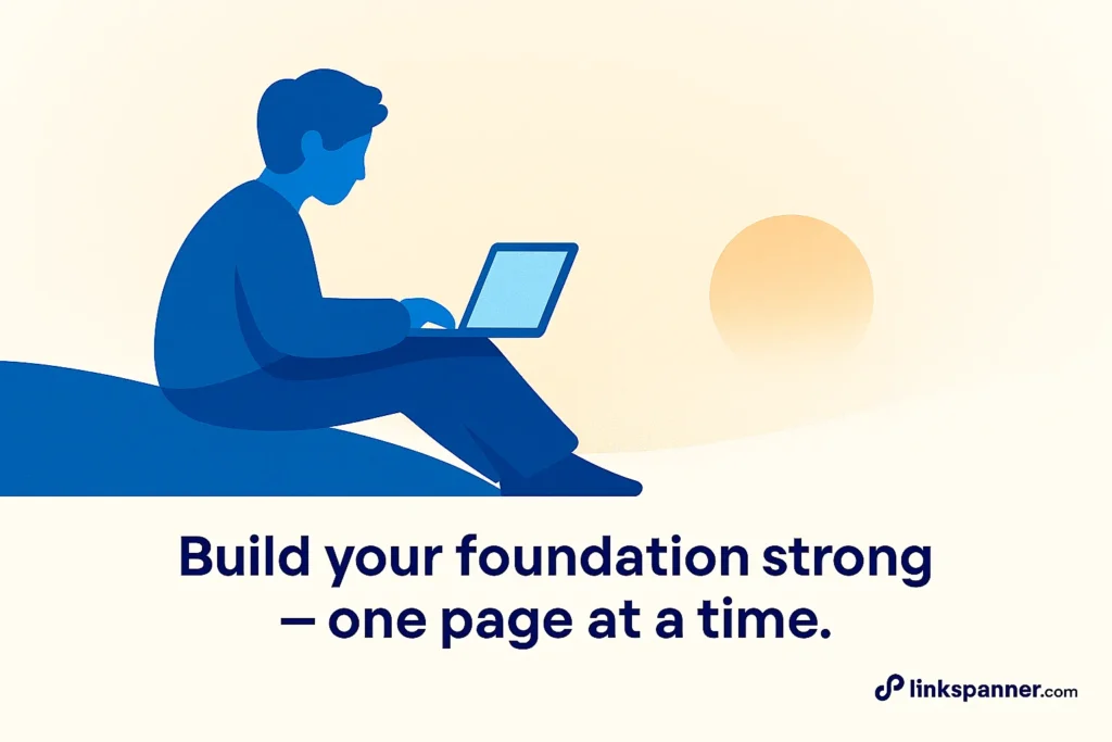 a blogger facing sunrise, symbolizing steady growth and success.